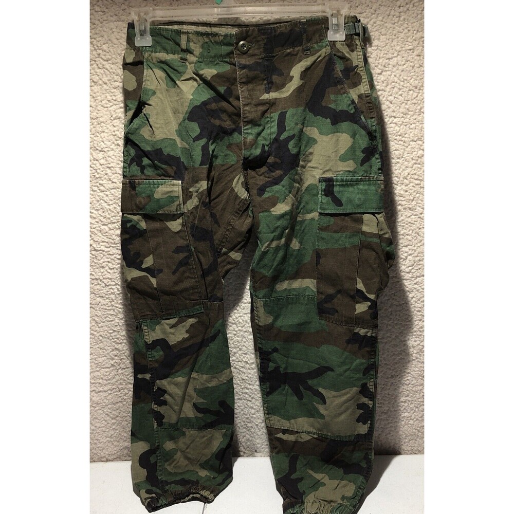 Vintage Hot Weather Trousers Mens Small Regular Woodland Camo Military USA